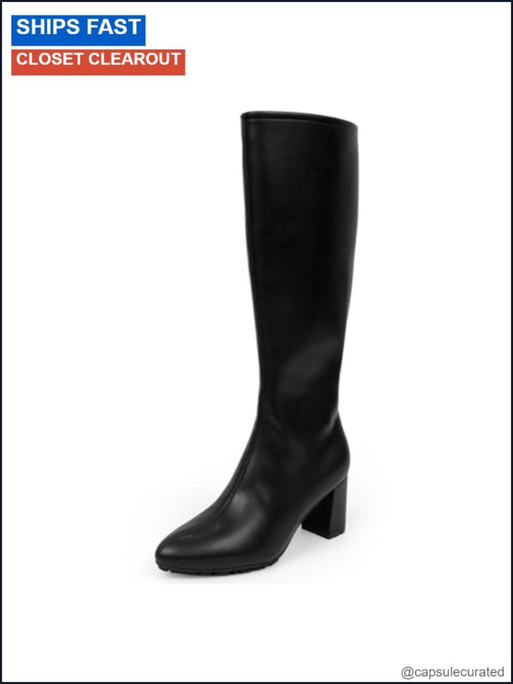 Faux Leather Knee-High Block Heel Boots with OrthoLite Insole